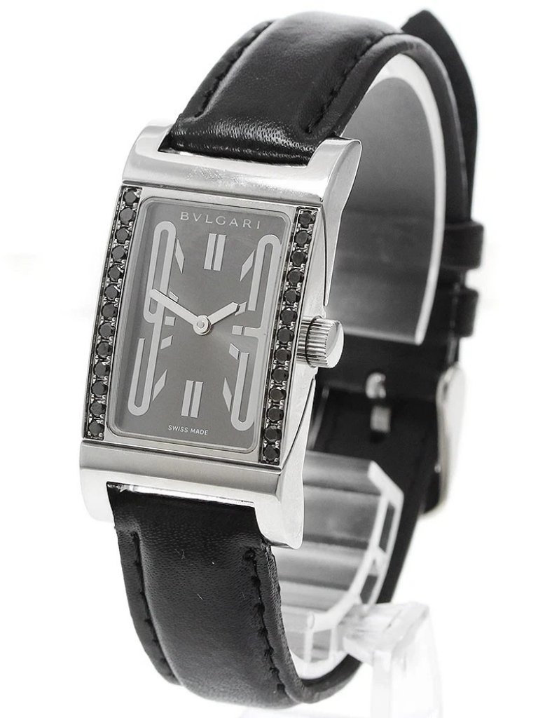 Bvlgari Rettangolo Rt39s Black Diamond Gray Dial Quartz Ladies Watch956864